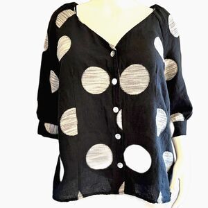 Symple NYC boxy, black & white button up shirt women’s large